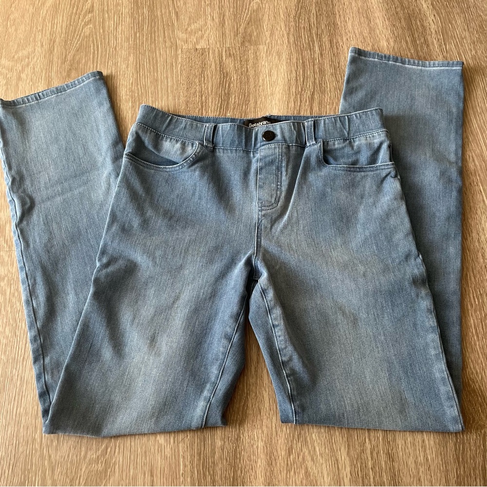 Beta Brand Yoga Pants Jeans Size Medium LONG High Waist Straight Leg